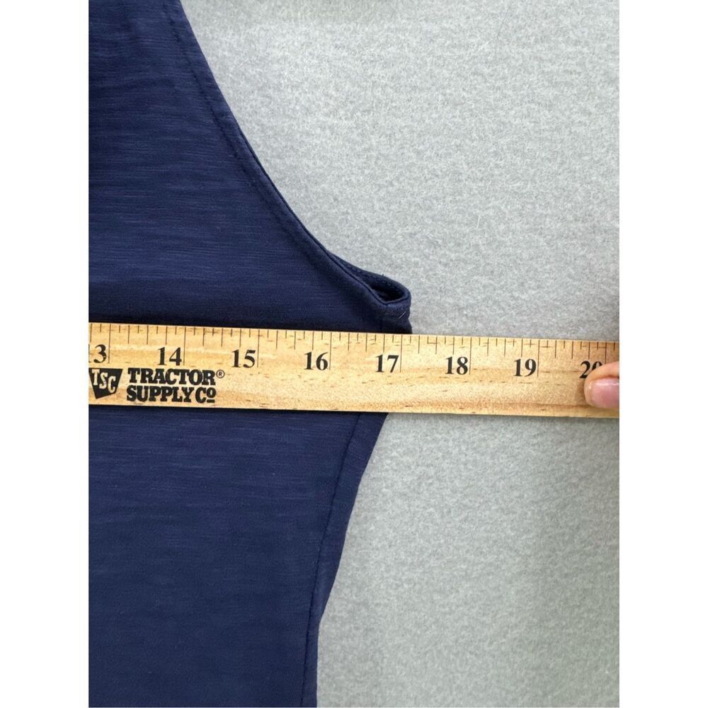 Lilly Pulitzer Women Navy Blue Pima Cotton Sleeveless Shay Ruffle Tank Top Large - Picture 3 of 5